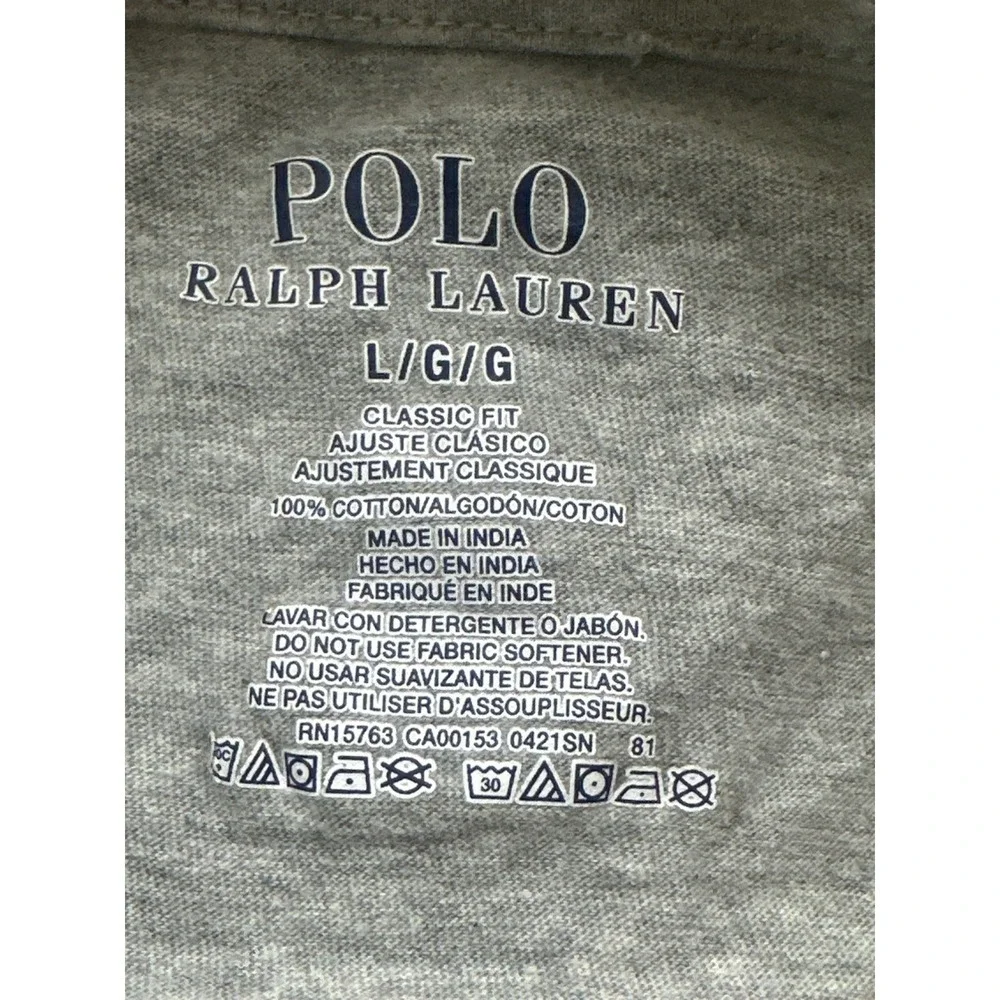 Polo Ralph Lauren Mens V Neck T Shirt Classic Fit Gray Casual Tee